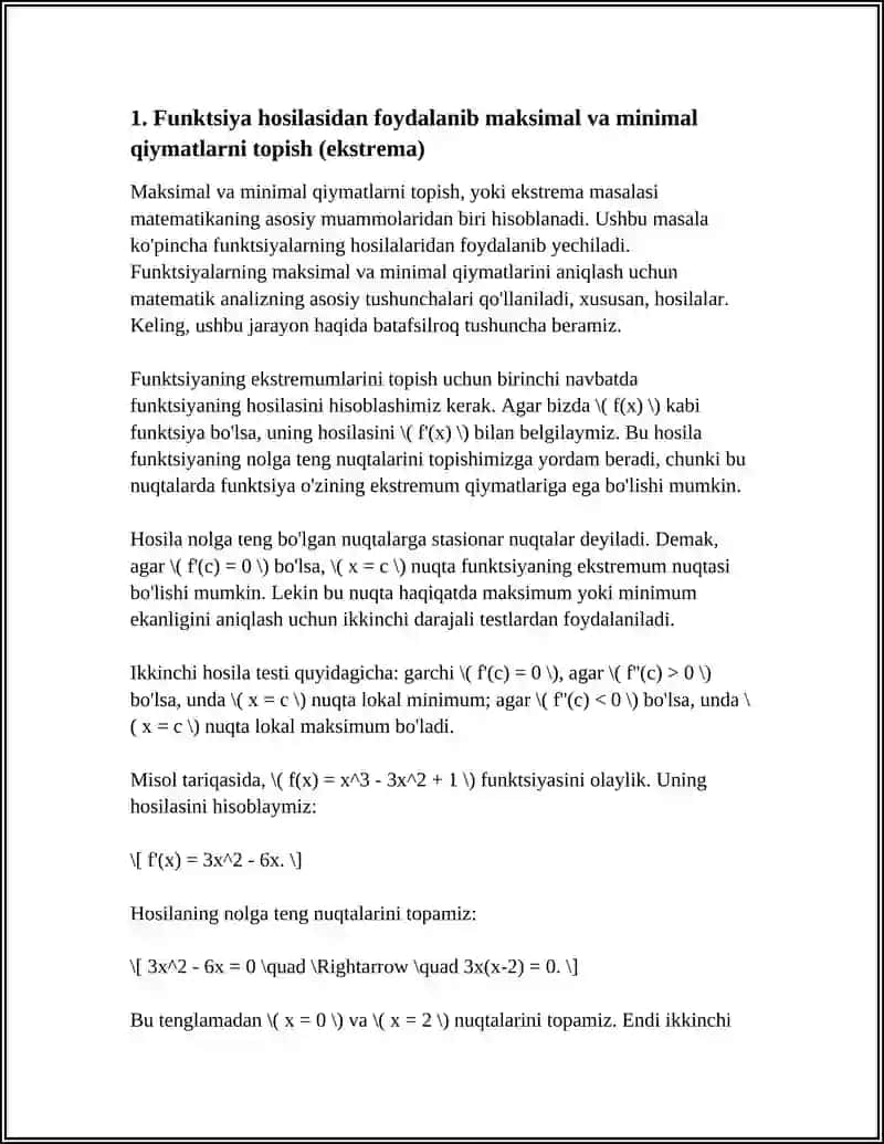 FUNKSIYA HOSILASINING TADBIQLARI 3