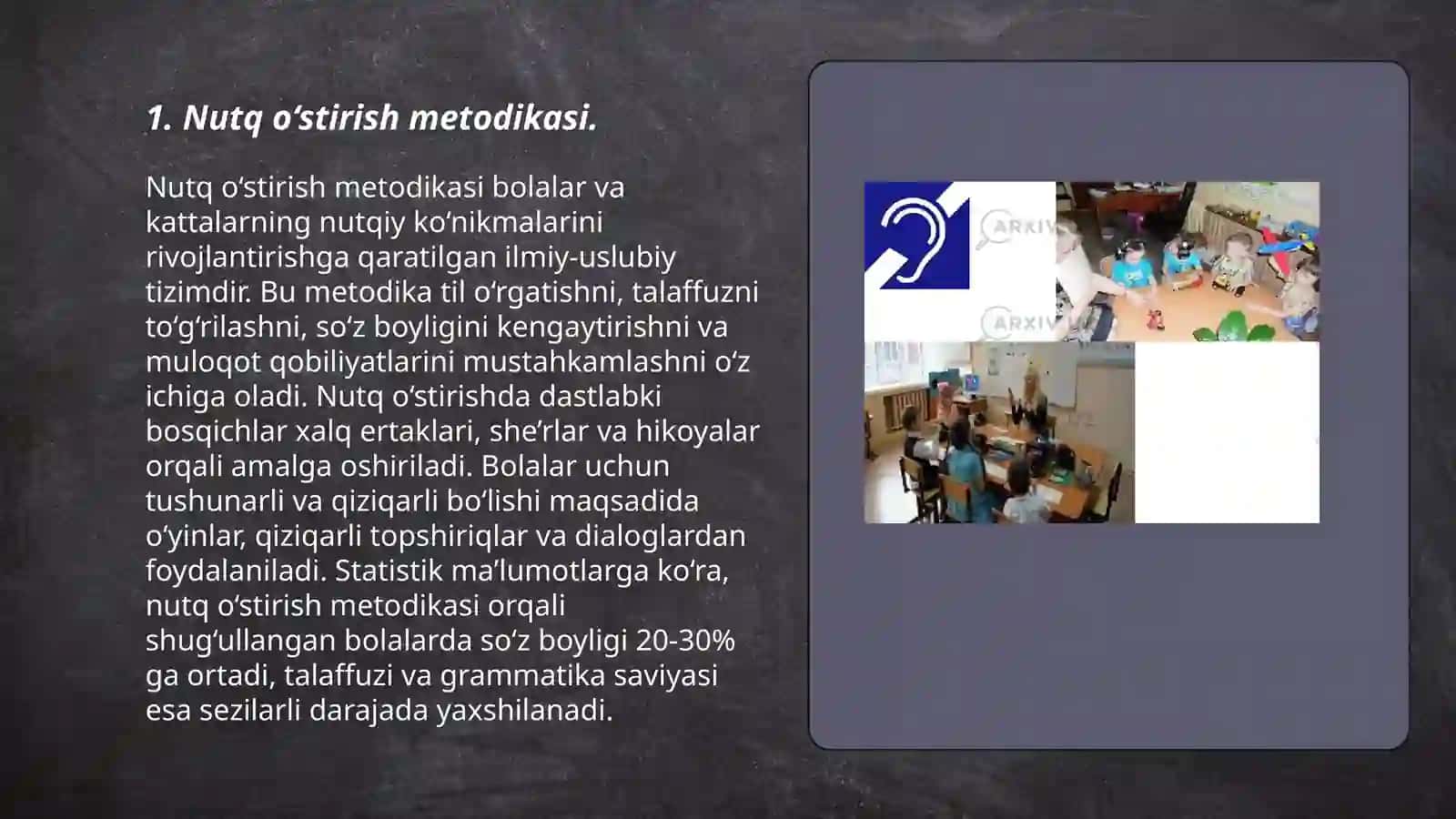 Eshitishida nuqsoni bo‘lgan bolalar maktablarida nutq ostirish darslarini kuzatish 3