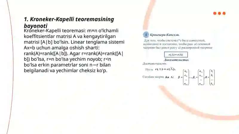 Kroneker-Kapelli teoremasi va uning isboti 3