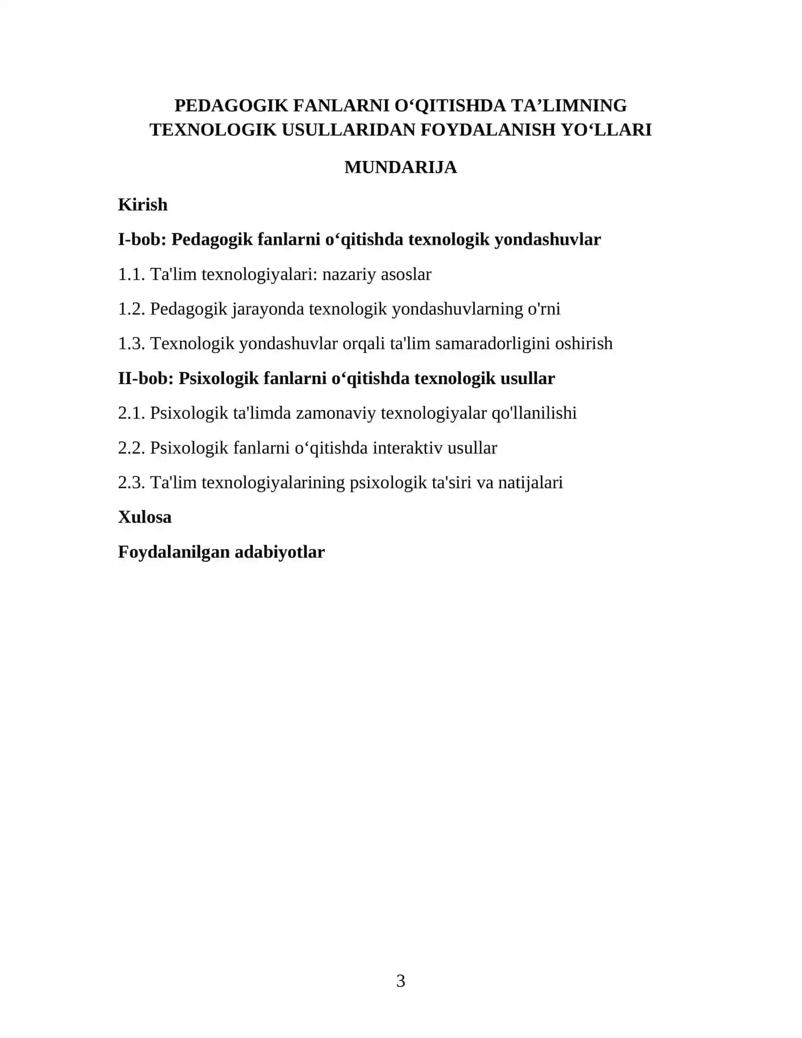 Pedagogik fanlarni oʻqitishda taʼlimning texnologik usullaridan foydalanish yoʻllari 3
