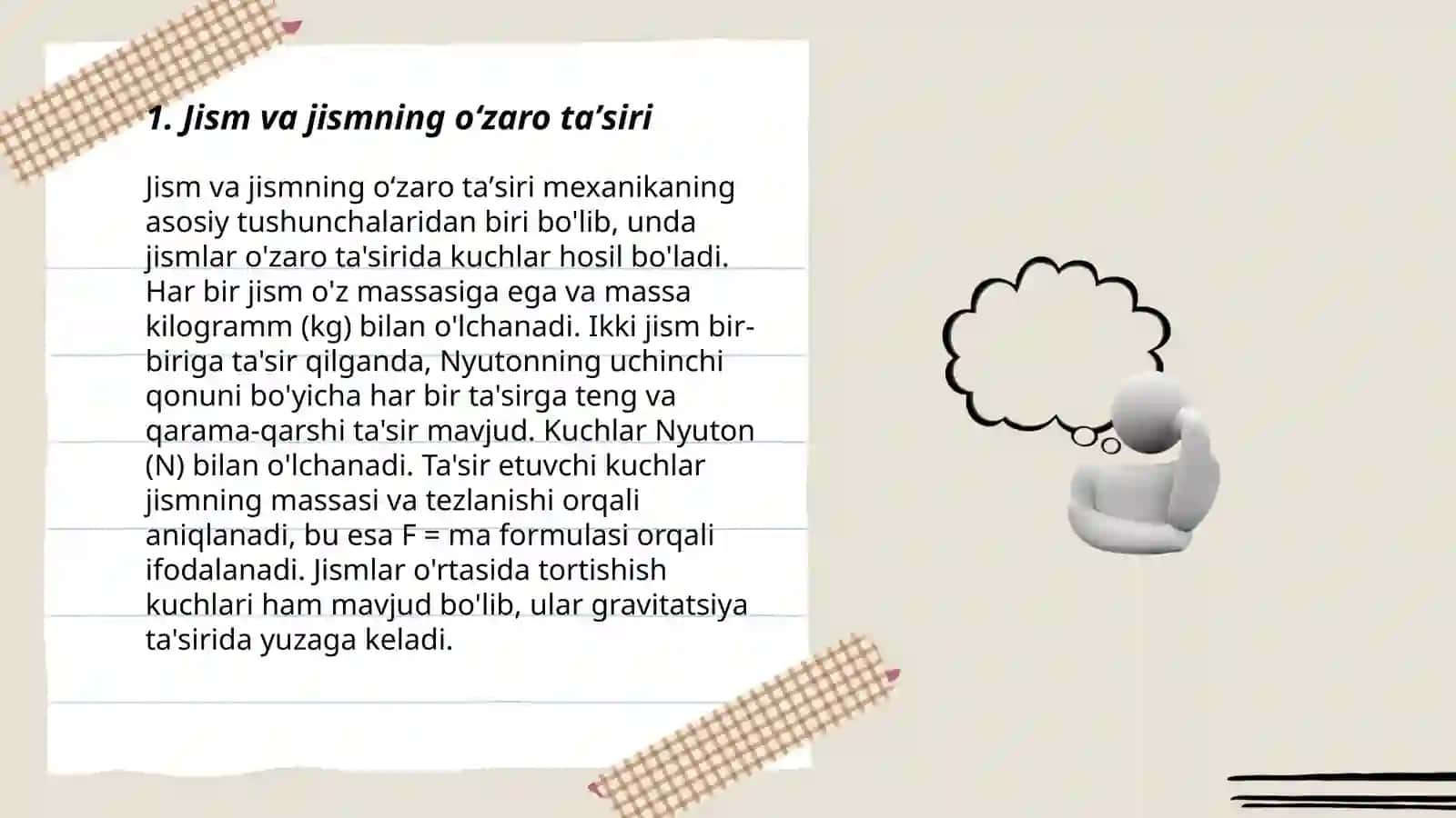 Jismlarning oʻzaro taʼsiri.Kuch 3