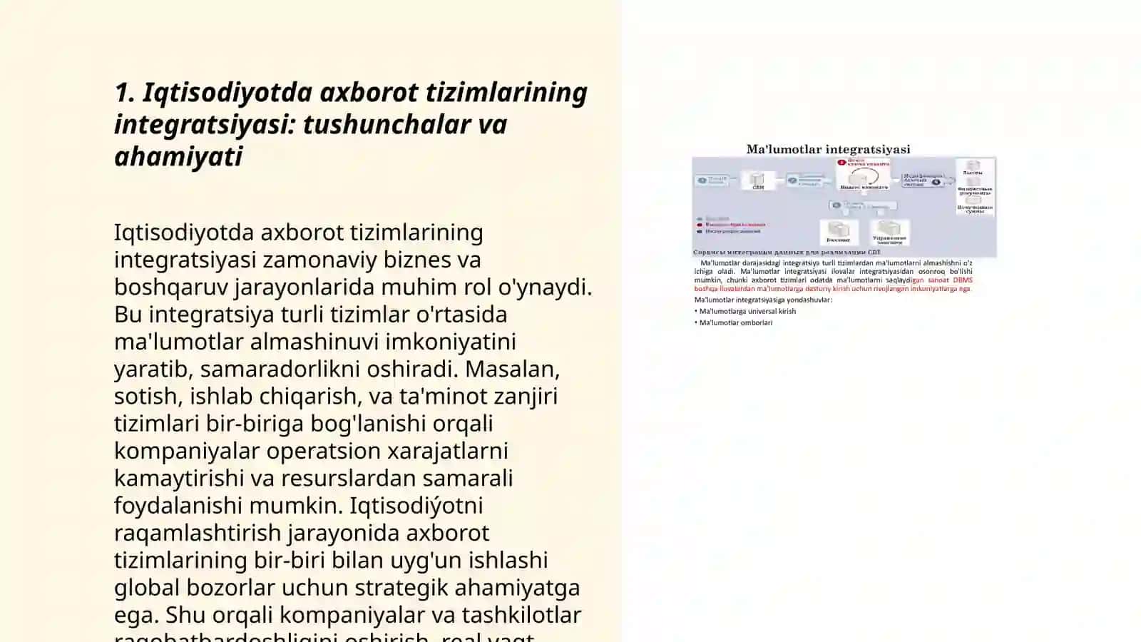 Iqtisodiyotda axborot tizimlarining o'zaro integratsiyasi Mustaqil ish 3