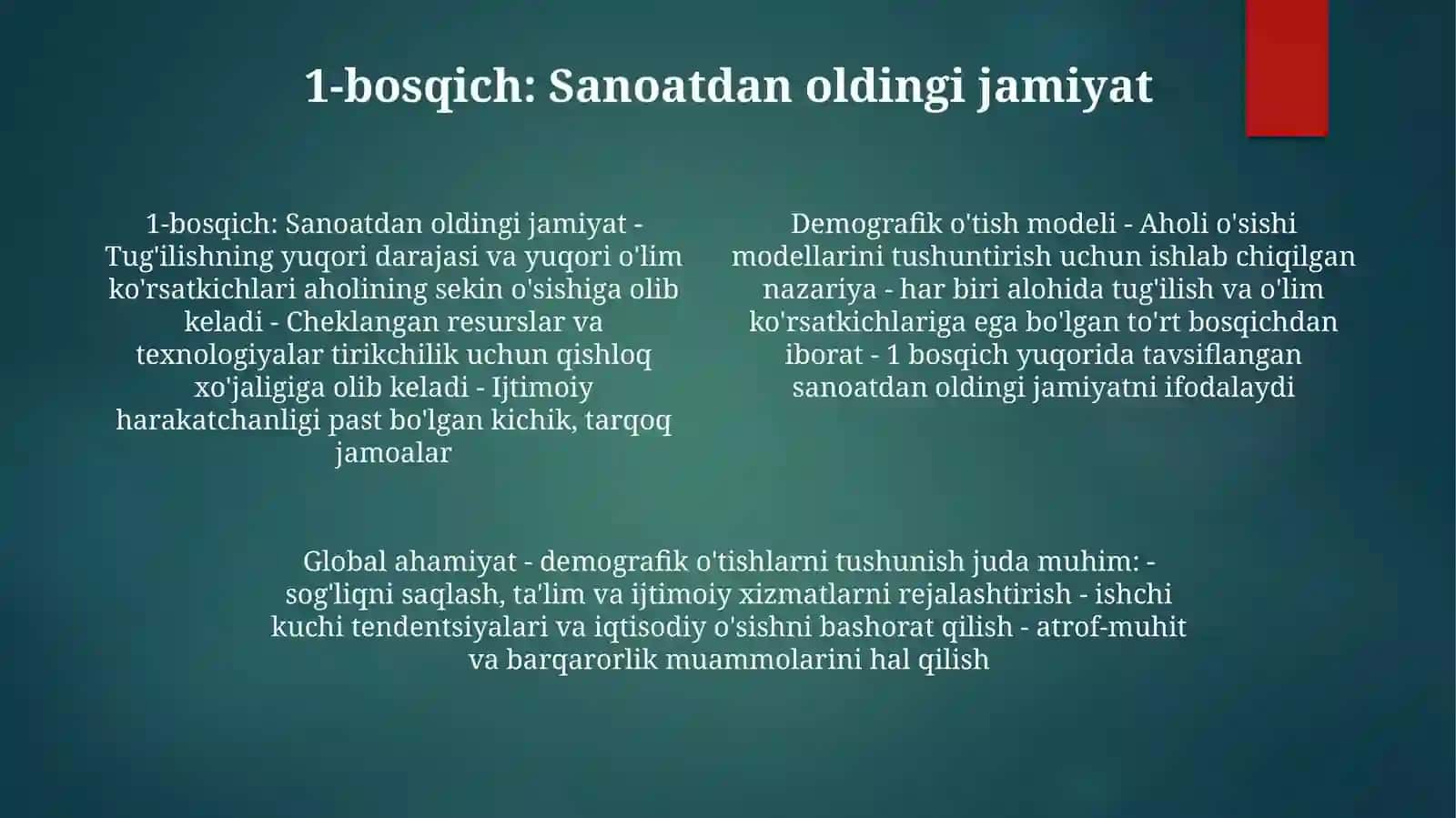 Demografik OʻTish Bosqichlari Va Ushbu JarayonniDunyo Hududlari 3