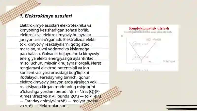 Elektrokimyo. Tibbiyotda elektro diagnostikaning asosi 3