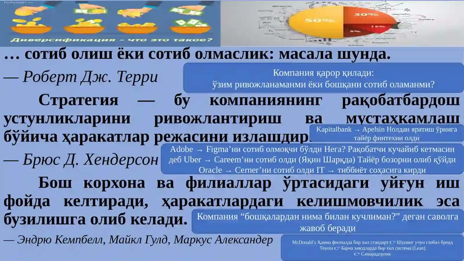 ДИВЕРСИФИКАТСИЯ АСОСИДА РИВОЖЛАНИШ ВА РАҚОБАТДА УСРИВОРЛИККА ЭРИШИШ 3