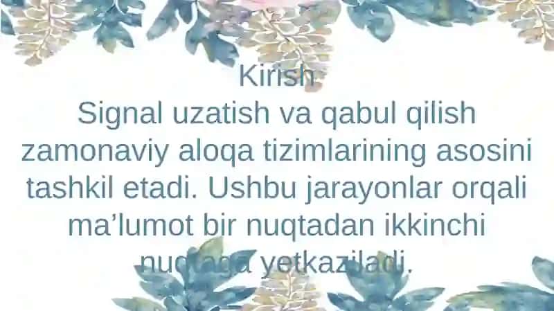 Signallarni qabul qilish va uzatish 3