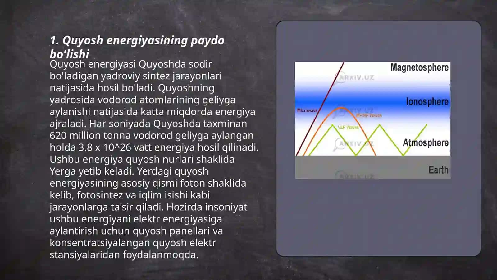 Quyosh energiyasining atmosfera va yer sirtidagi oʻzgarishlari - Mamanova Ugʻiloy 3