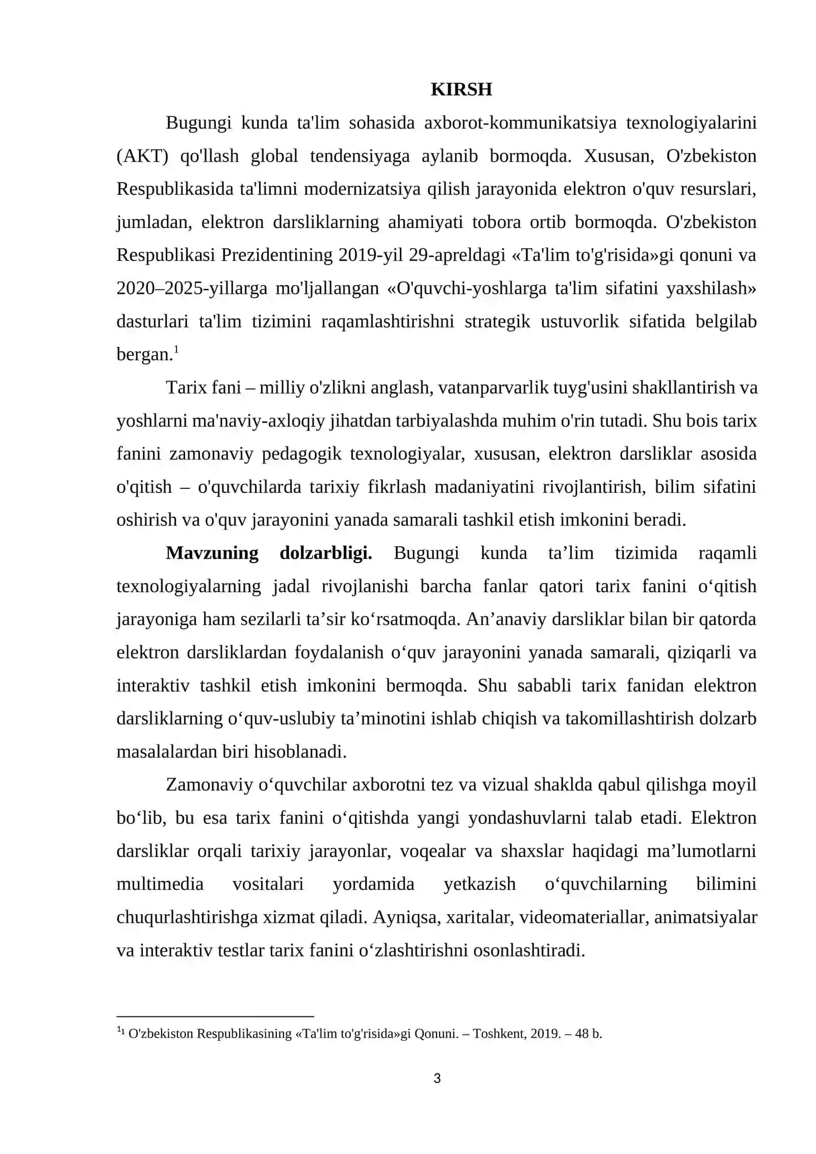 Tarix fanidan elektron darsligining o’quv uslubiy ta’minoti 3