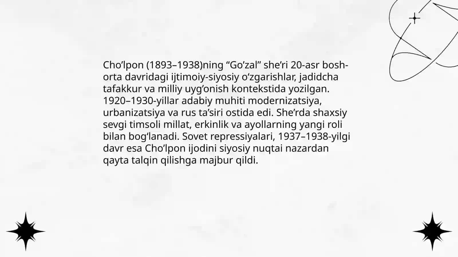 Cho’lponning “Go’zal” she’ri tahlili 3