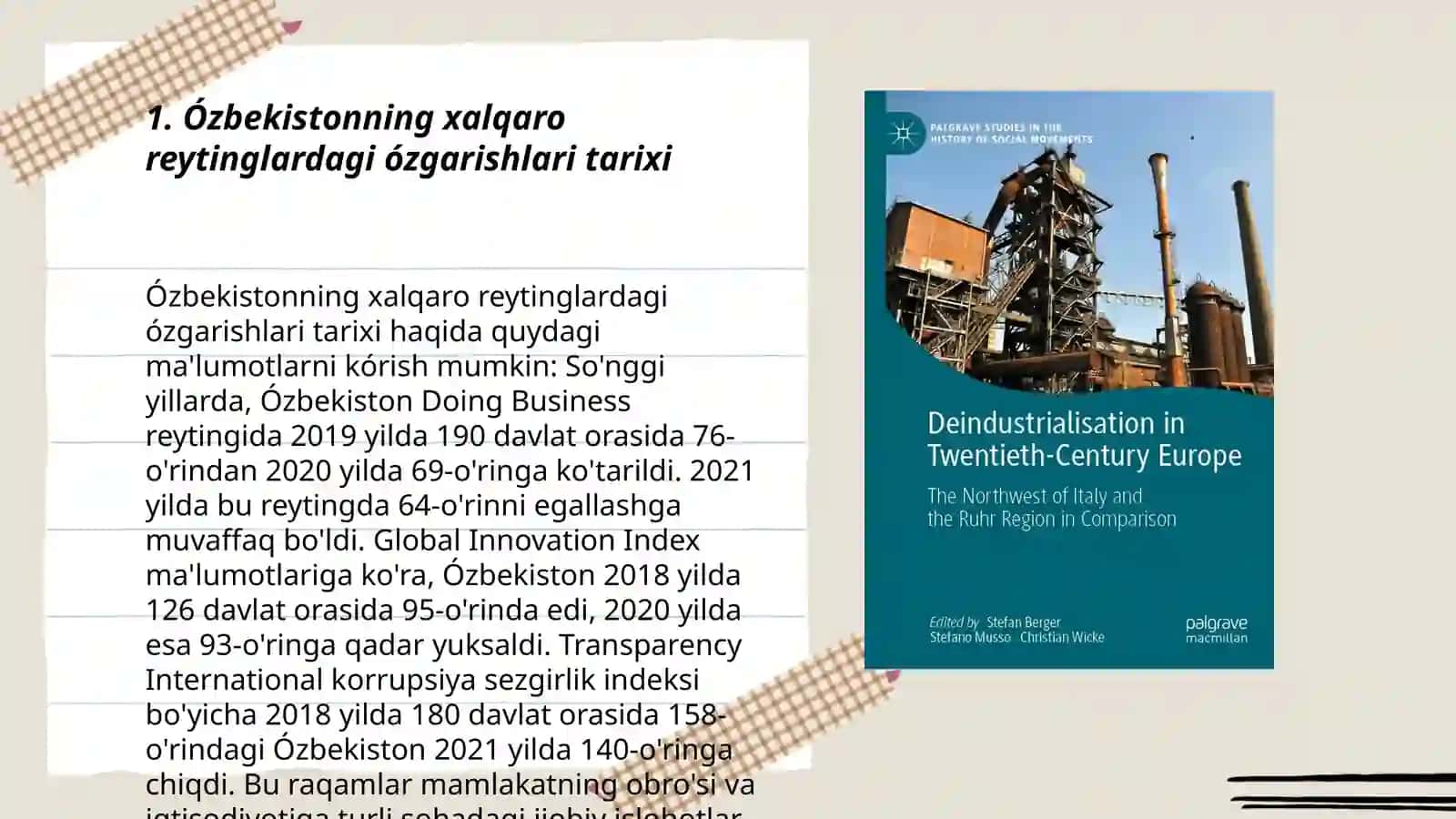 Ózbekistonning xalqaro reytinglardagi kórsatkichlarini kórsatishning tarixiy va siyosiy ahamiyati 3