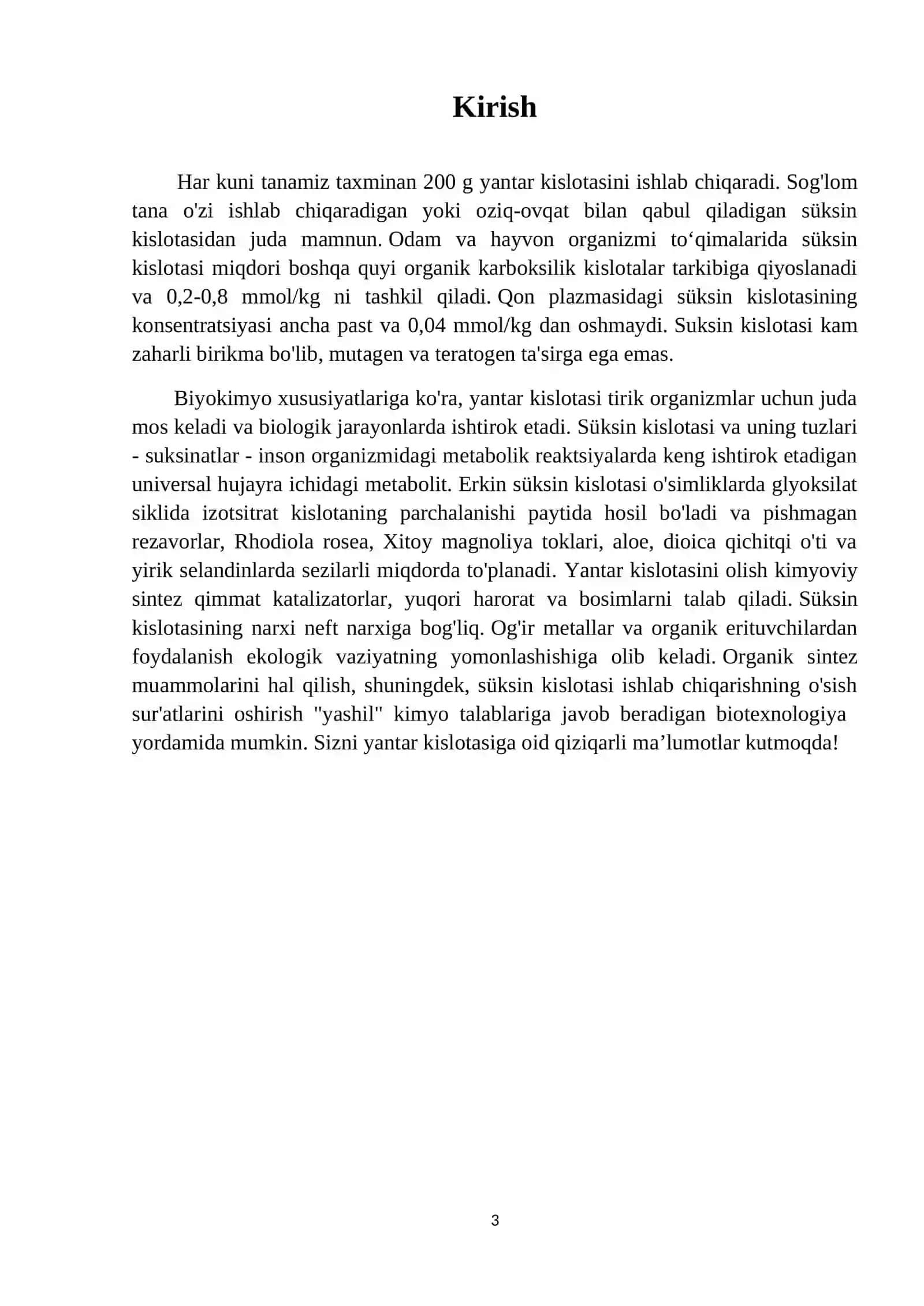 Yantar kislotasi olishi va uning kimyoviy va fizik xossalari 3