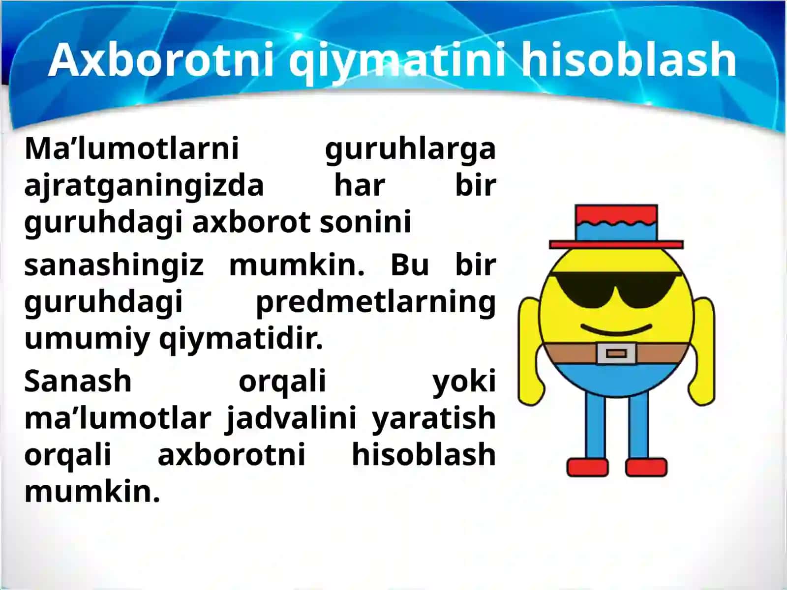 Axborotni qiymatini hisoblash. Piktogramma yaratish 3