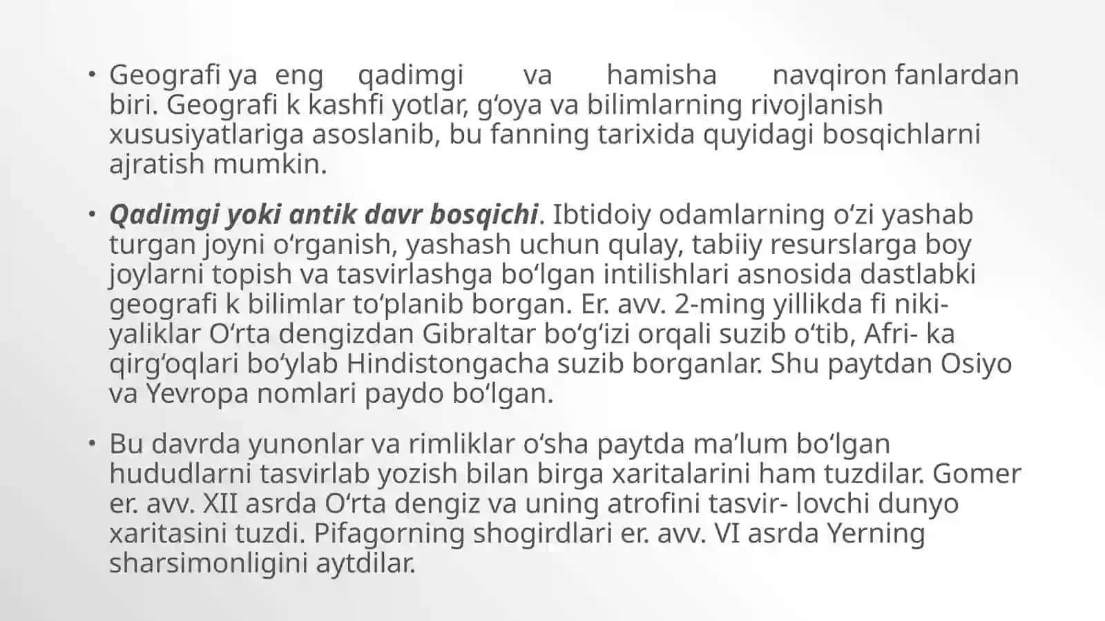 Geografiya fanining rivojlanish bosqichlari 3