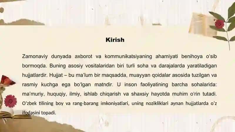 Hujjat turlari va xususiyatlari 3