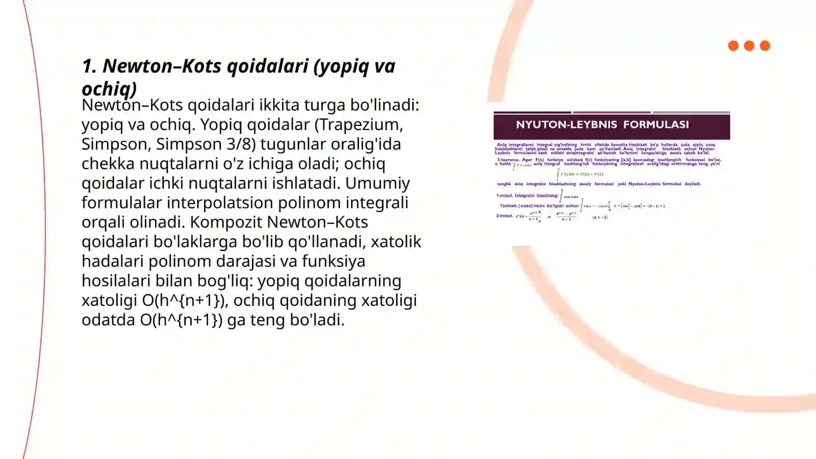 Aniq integralni taqribiy hisoblash formulalari 3