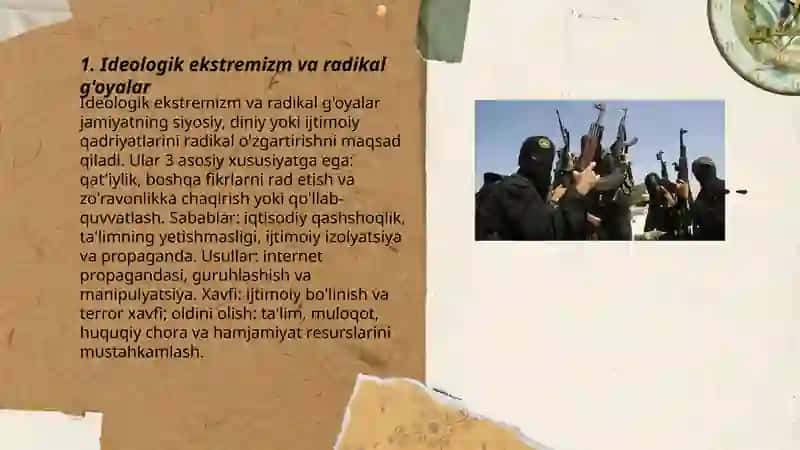 Ekstremizmning koʻrinishlari va namoyon bo'lishi shakllari 3