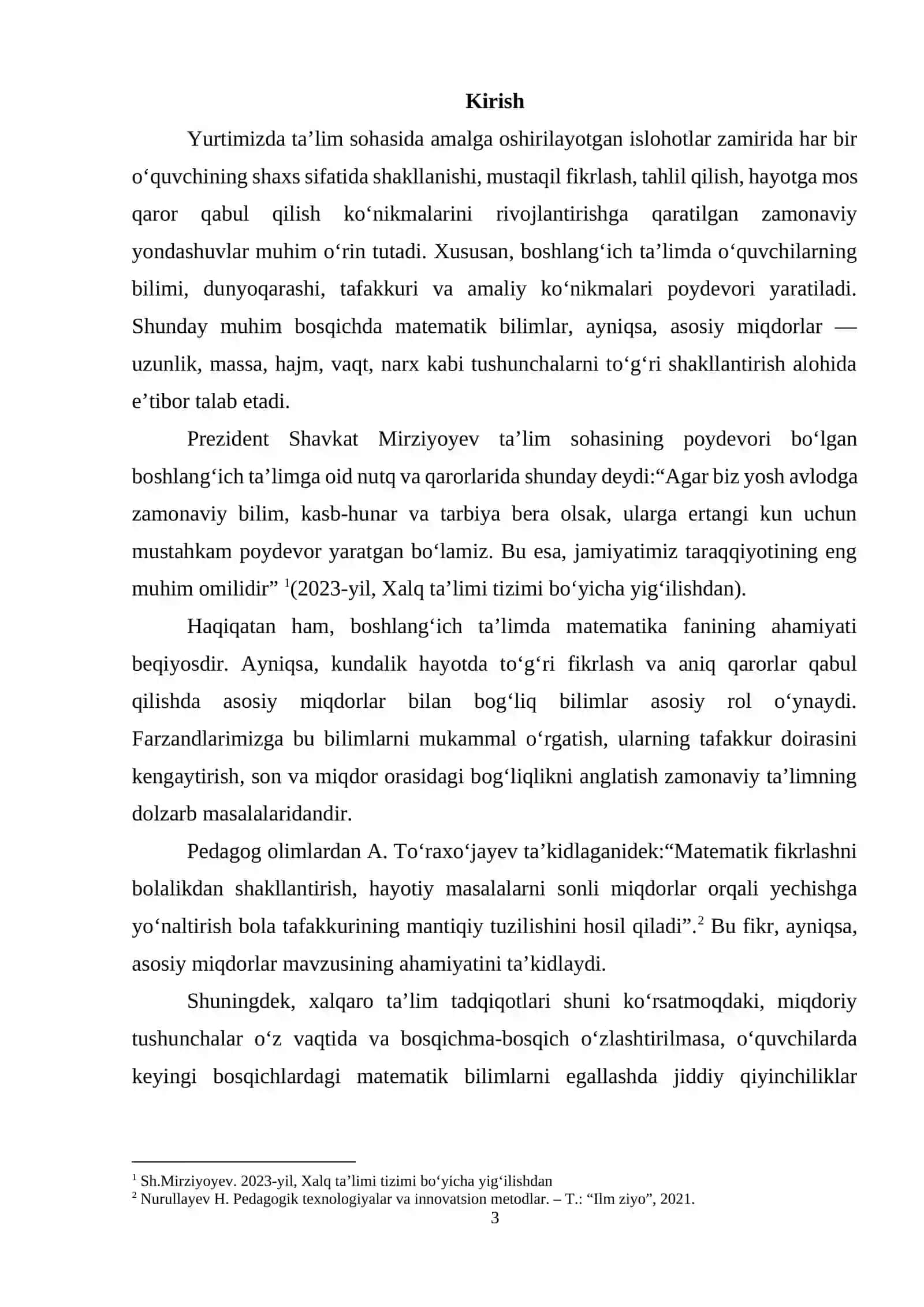 BOSHLANG’ICH SINFLARDA ASOSIY MIQDORLARNING NAZARIY ASOSI VA ULARNI O’RGANISH METODIKASI 3