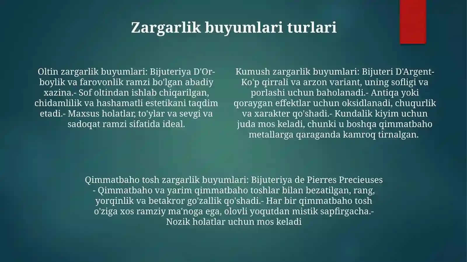 Zargarlik Buyumlari Va Ularning Savdosi 3