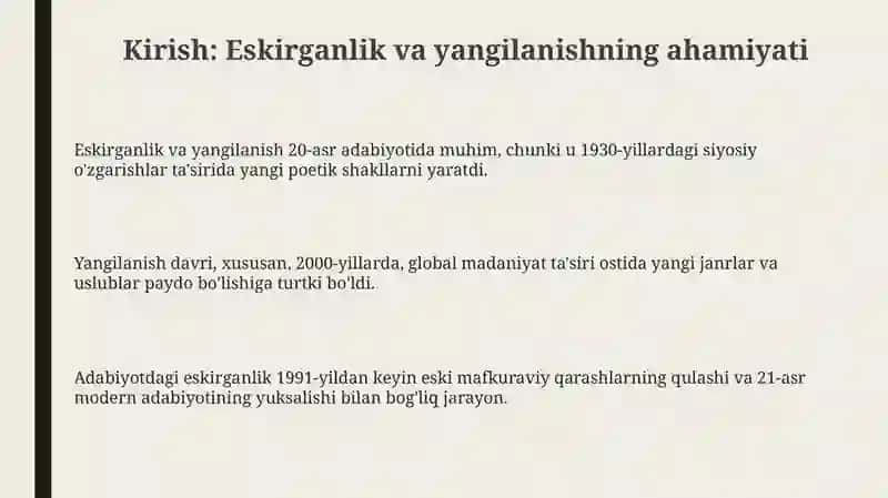 O'zbek tili adabiyotida eskirish va yangilanish jarayonlari 3