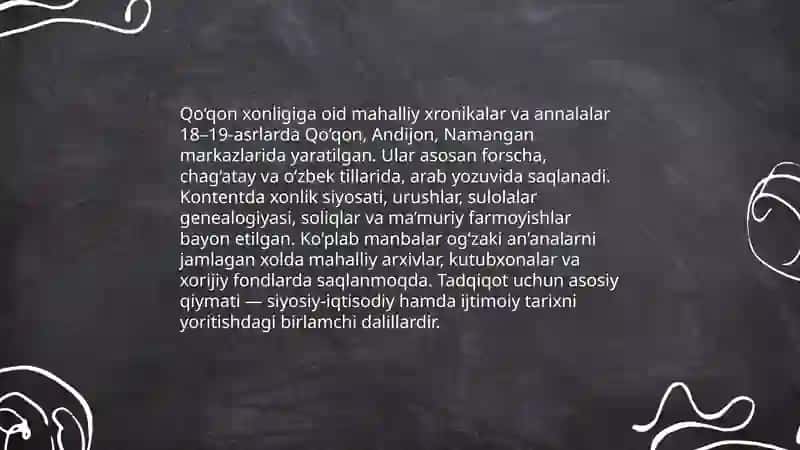 Qo‘qon xonligi tarihiga oid yozma manbalar 3
