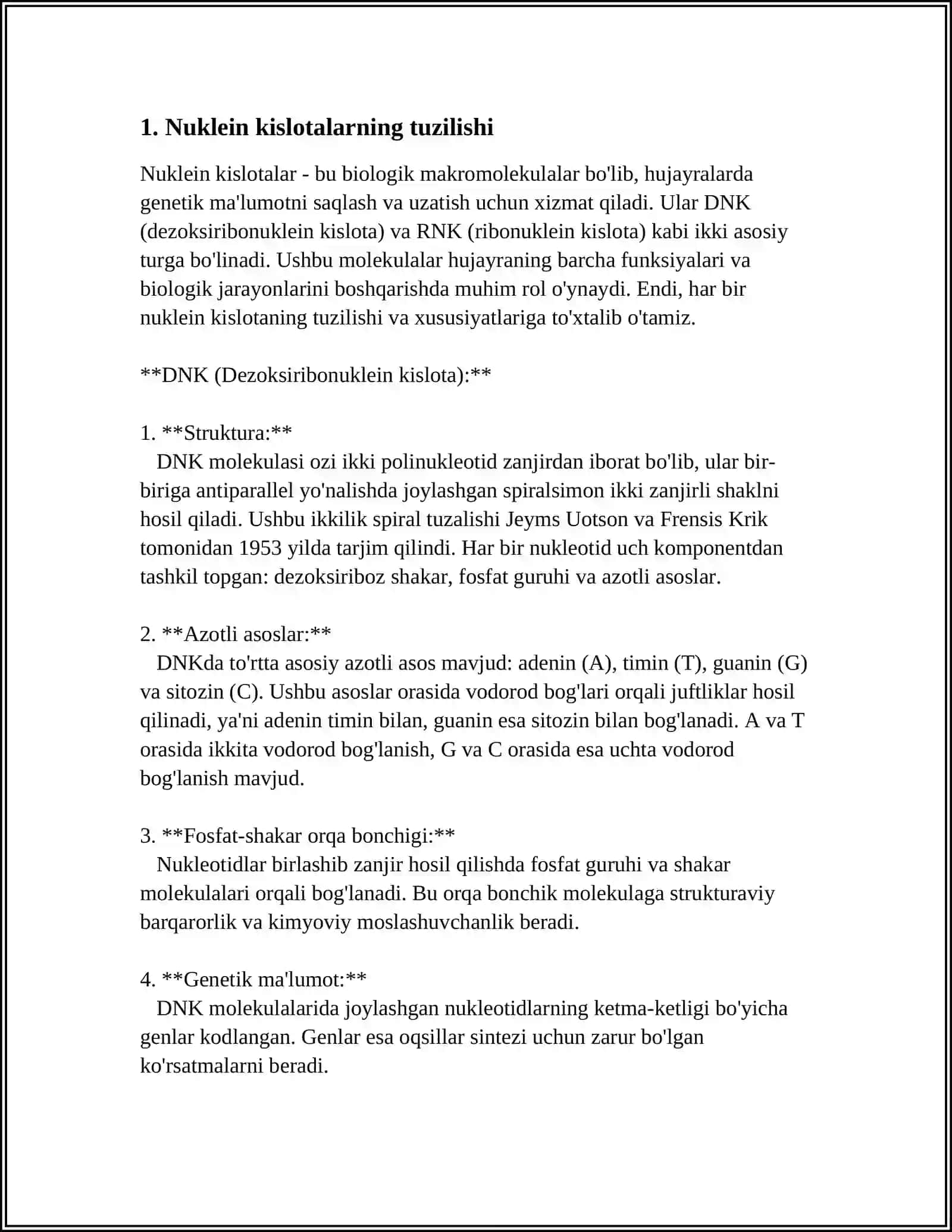 NUKLEIN KISLOTALAR TUZILISHI TARIXI NOMEKLATURASI 3