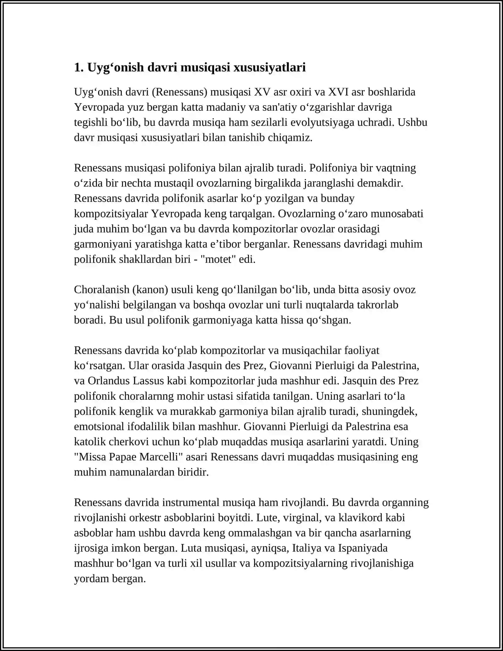 UYĞONISH DAVRI MUSIQA MADANIYATI 3