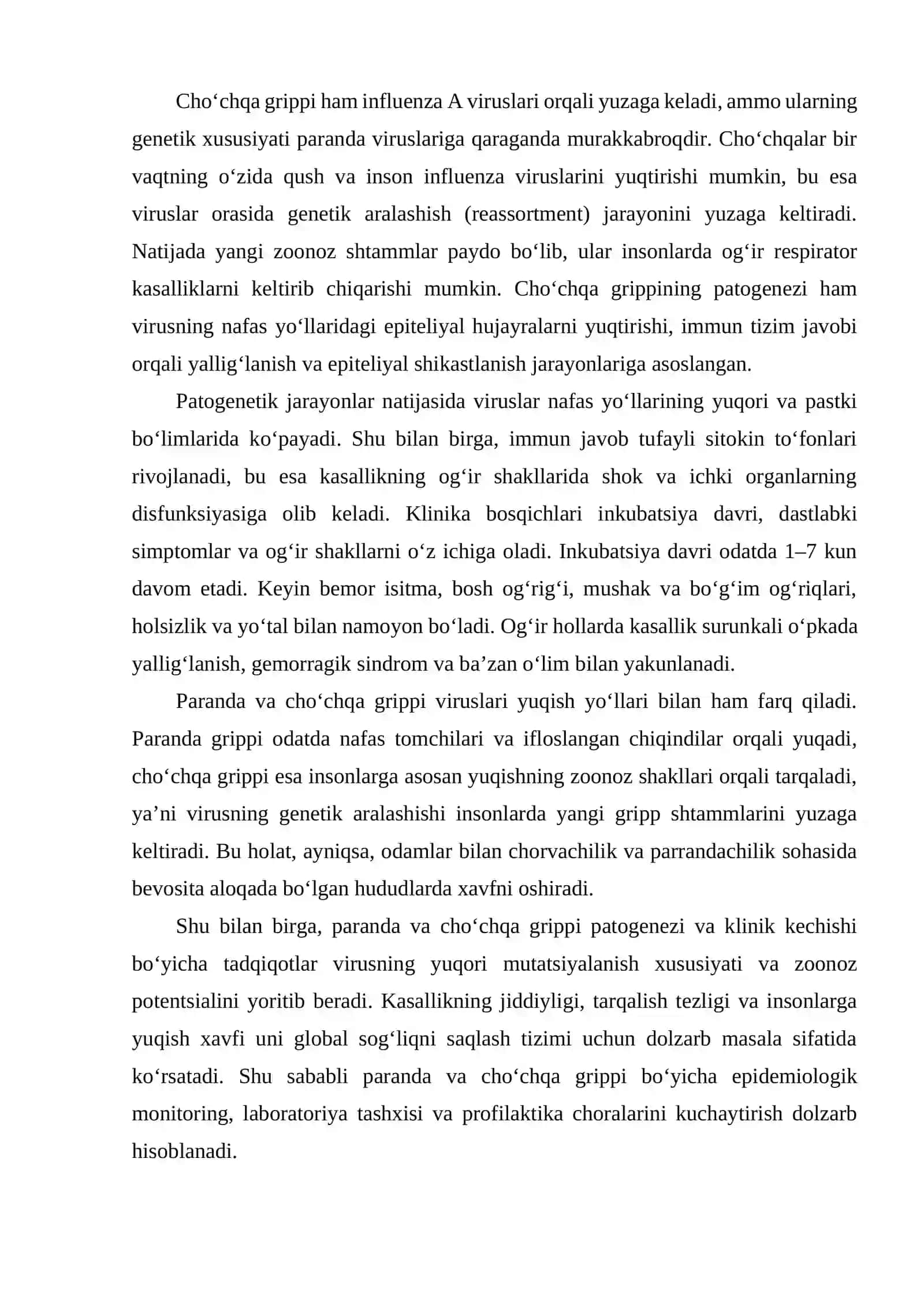 Paranda va cho'chqa grippi va uning hoizrgi kundagi muammolari 3