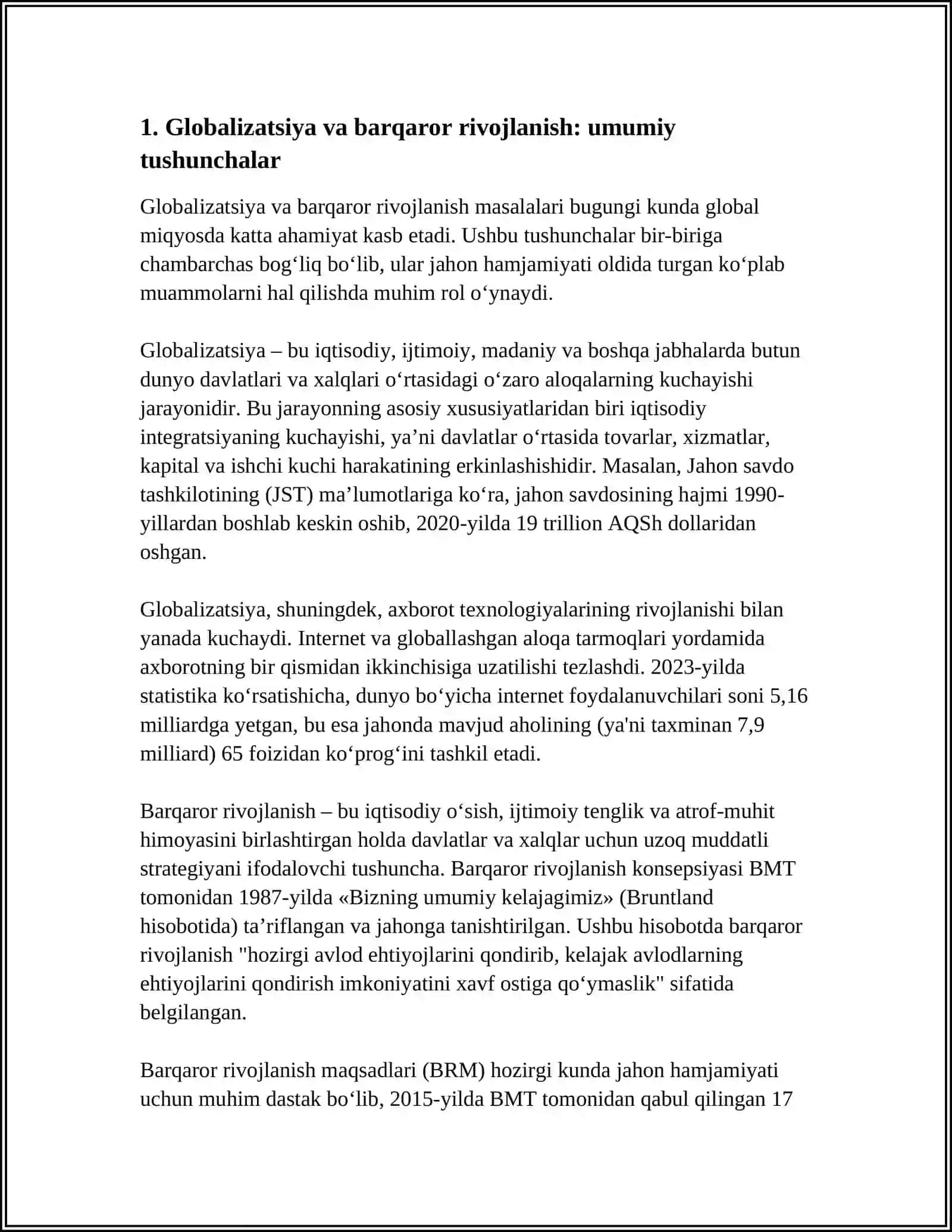 BARQAROR TAROQIYOTINI TA‘MINLASHDA GLOBALLASHUVNING IJOBIY VA SALBIY YONALISHLARI 3