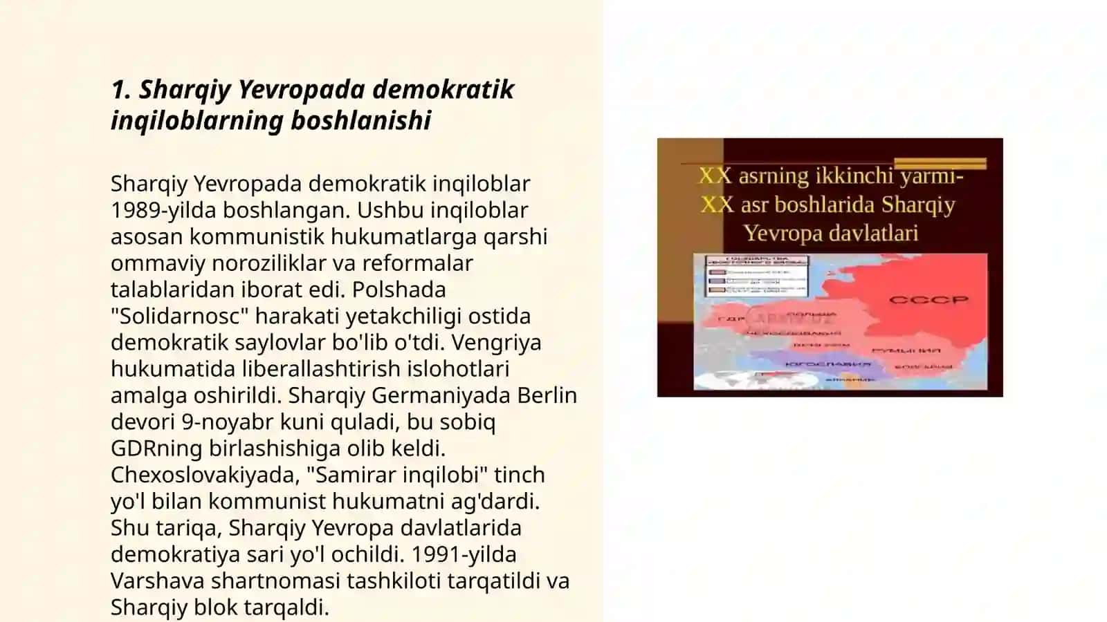 20 asrning 80 yillarida sharqiy Yevropa davlatlaridagi demokratik inqiloblar 3
