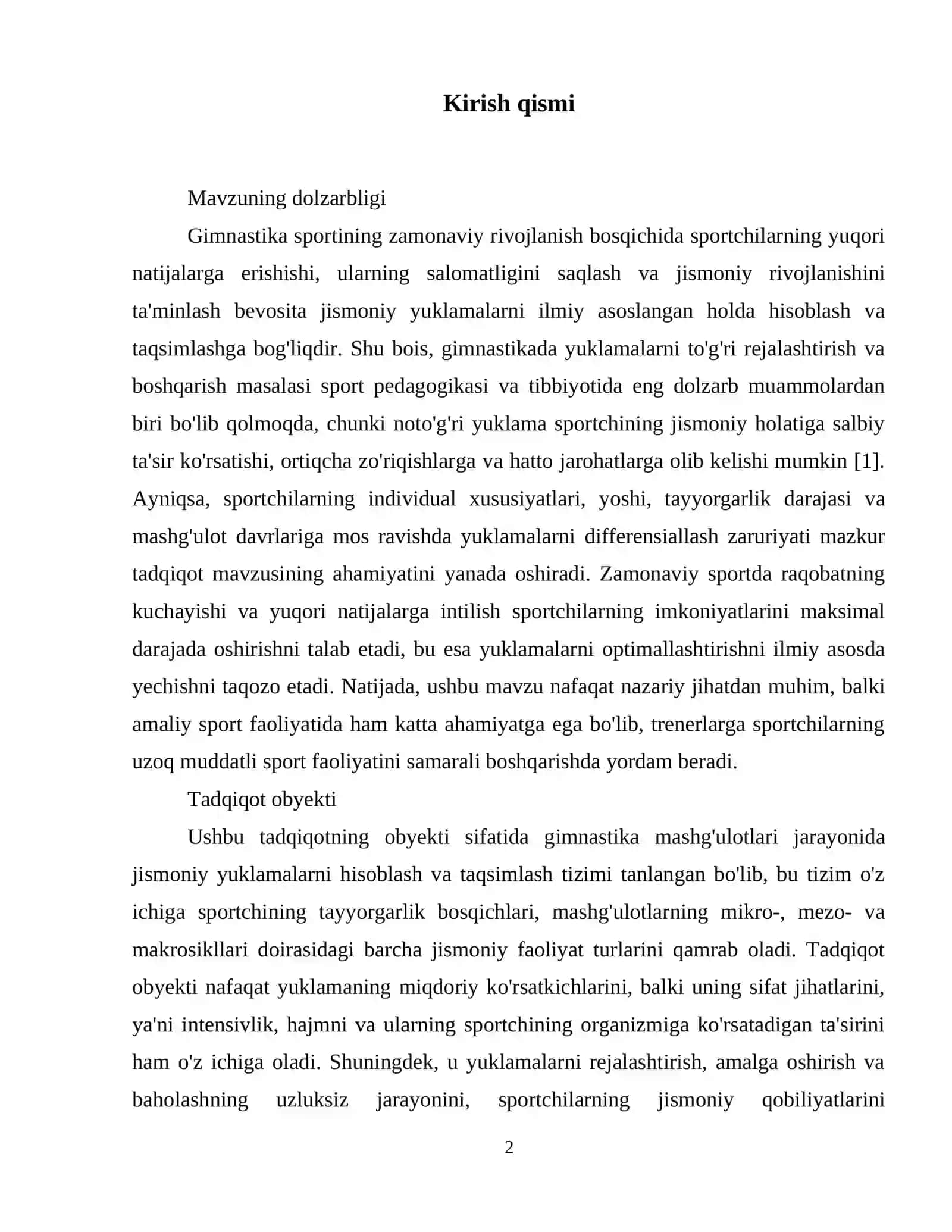 Gimnastikada jismoniy yuklamalarni hisoblash va taqsimlash 3