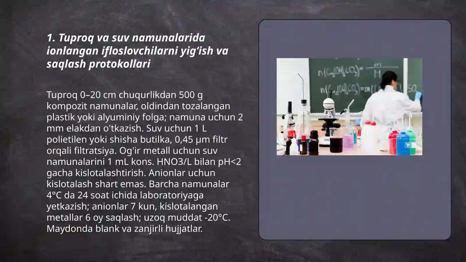 Tuproq va suvning ifloslanishida ion bog'lanishli birikmalarni aniqlash 3