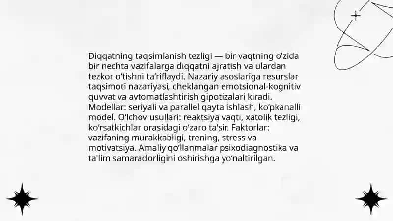 Diqqatning taqsimlanish tezligini o'rganish 3