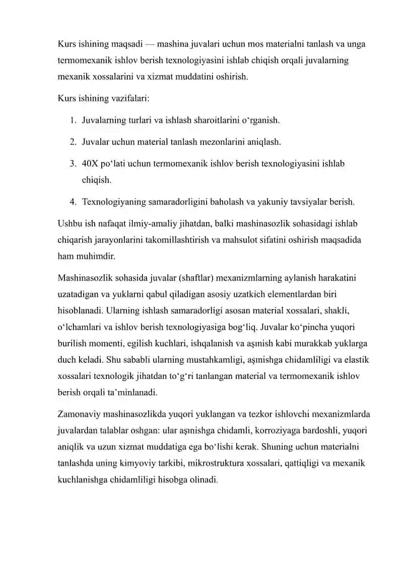 TERMOMEXANIK ISHLOV BERUVCHI JUVALAR UCHUN MATERIAL TANLASH VA UNGA TERMIK ISHLOV BERISH TEXNOLOGIYASINI ISHLAB CHIQISH 3