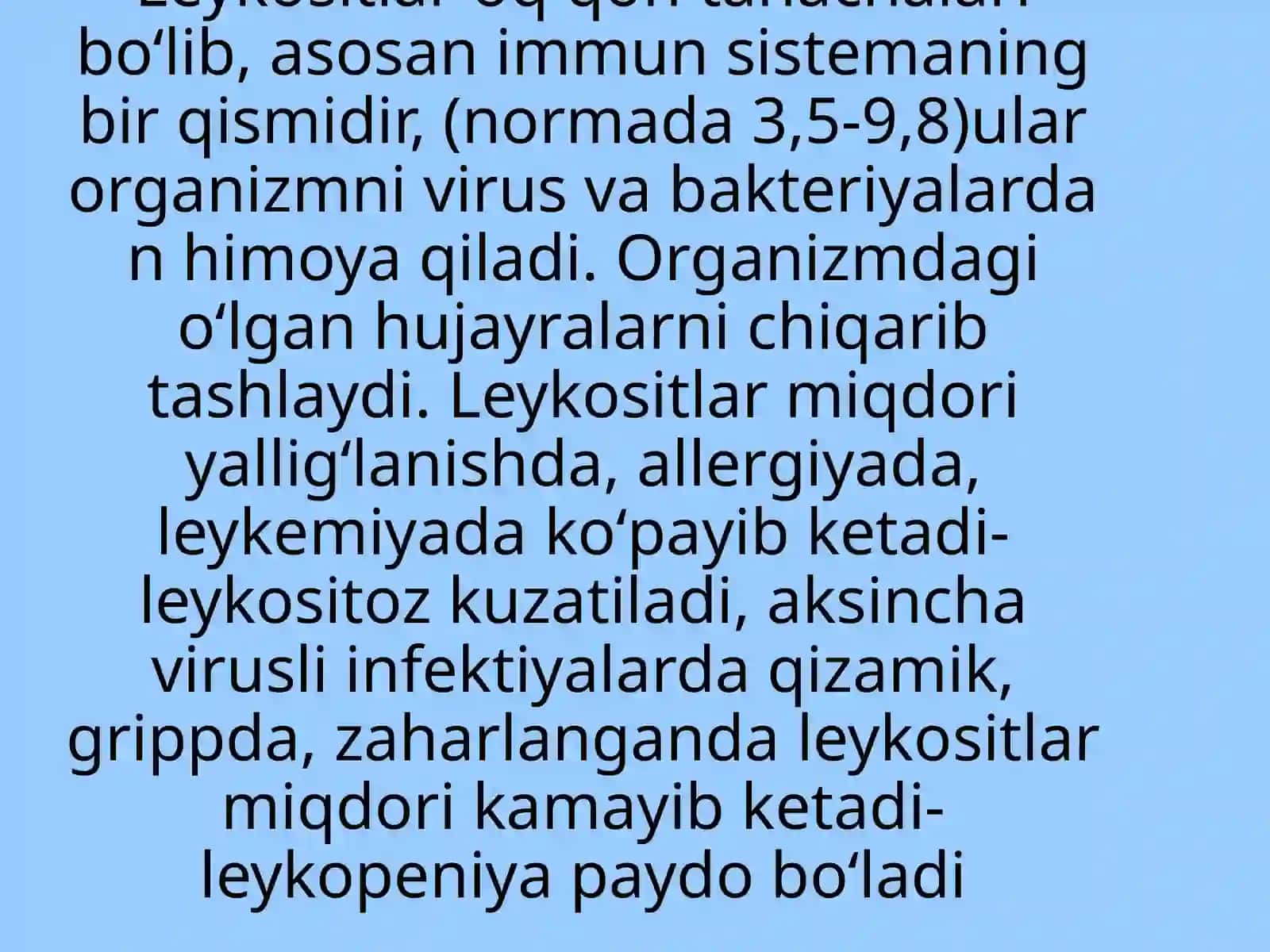 Turlixil kasalliklarda leykosit formuladagi oʻzgarishlar va uning diagnostik ahamiyati 3