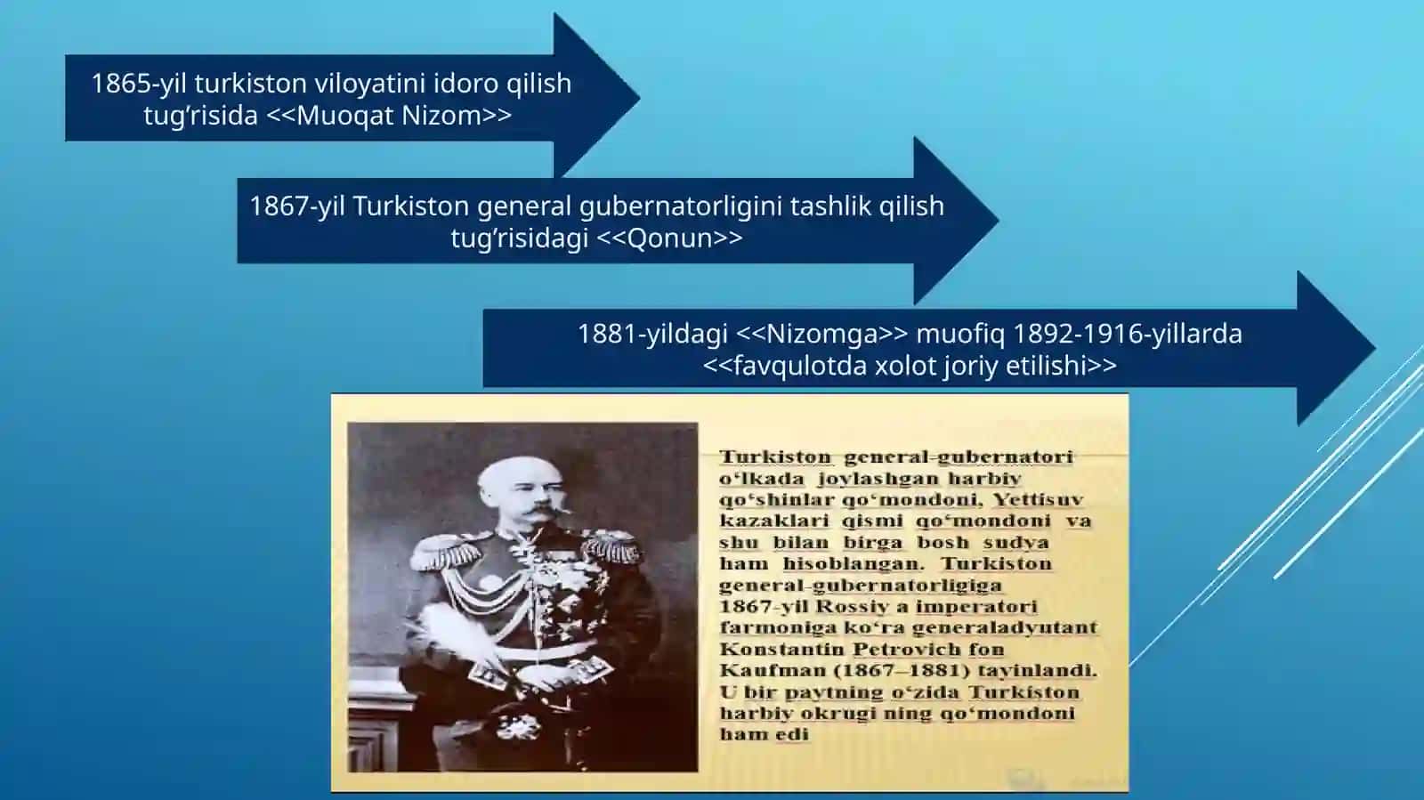Turkiston dastlabgi general gubernatori fon Kaufman 1867-1881 3