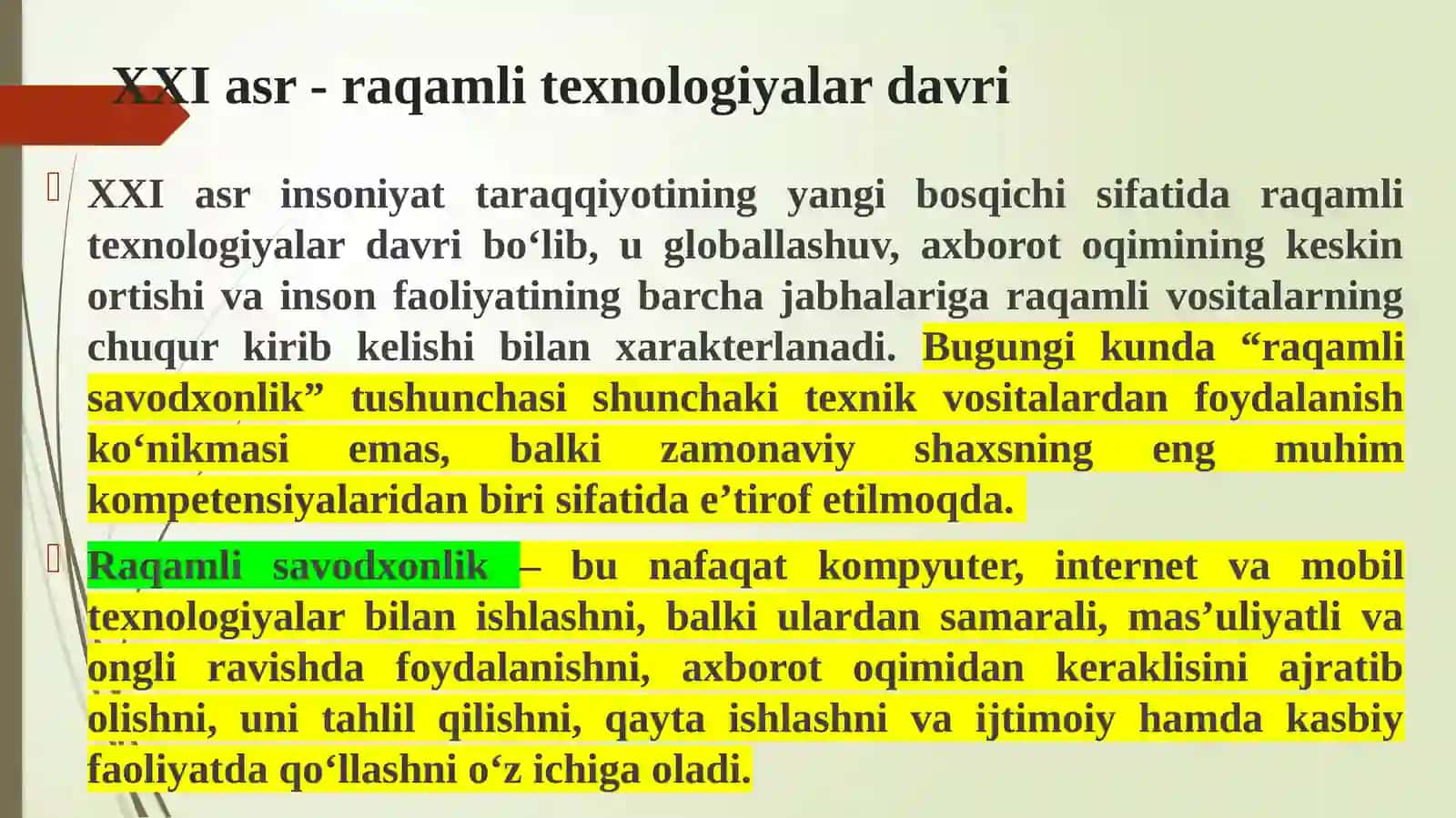 RAQAMLI SAVODXONLIK VA MALAKALAR 3