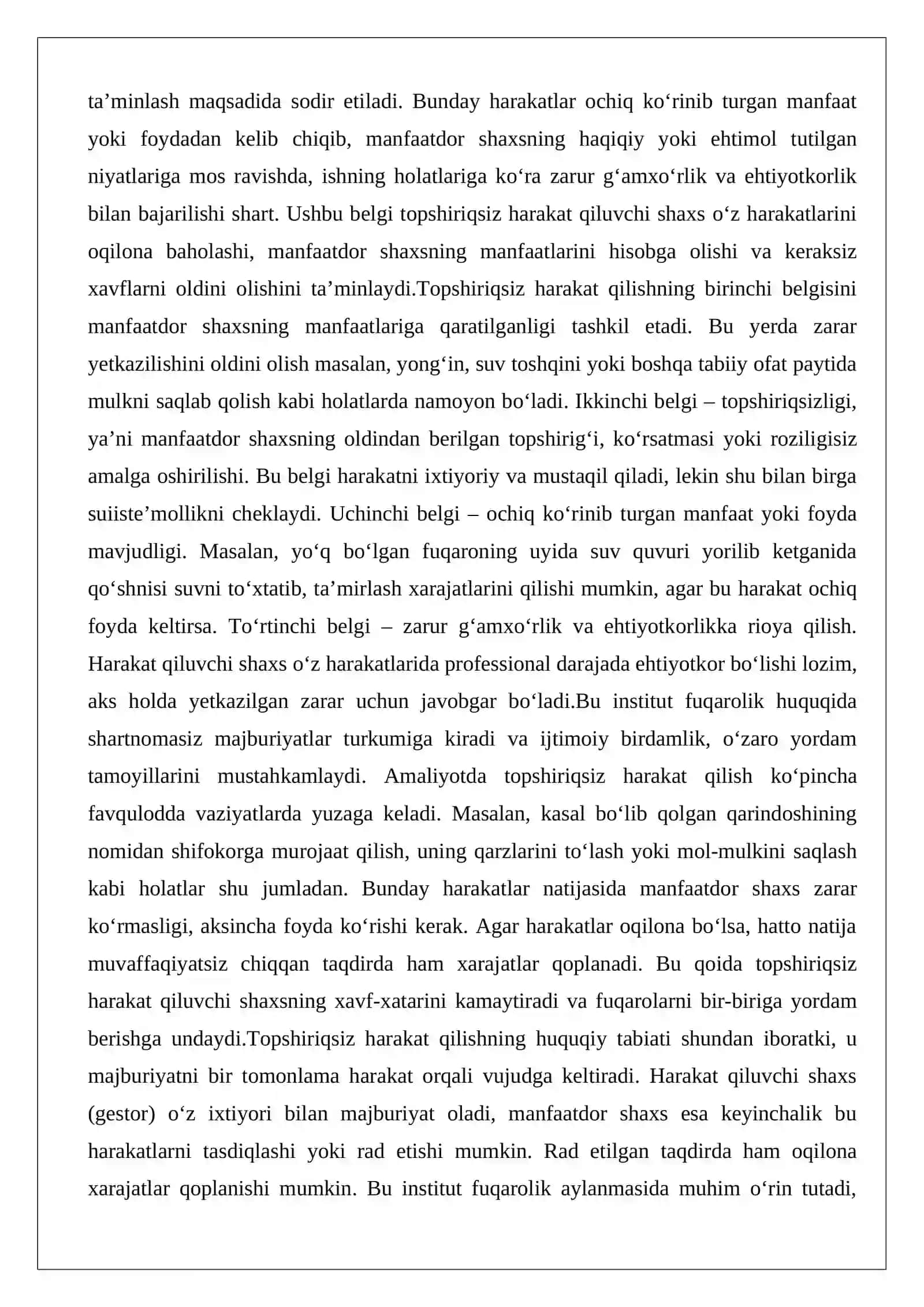 Topshiriqsiz harakat qilishda xarajatlarni qoplash va javobgarlik masalalari 3