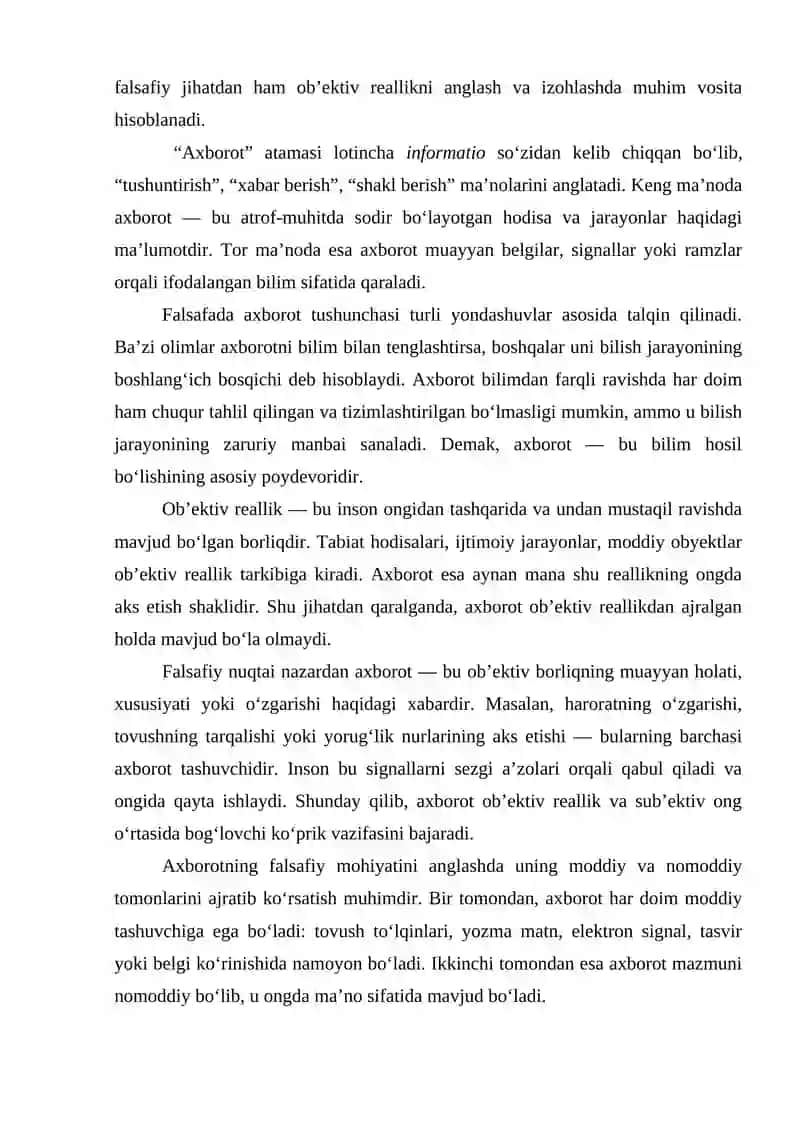 Axborot — ob’ektiv reallikning muhim qismi 3