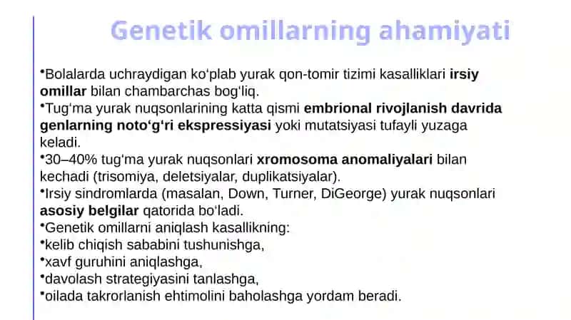 Bolalarda yurak qon-tomir tizimi kasalliklarining genetik va immunologik asoslari 3