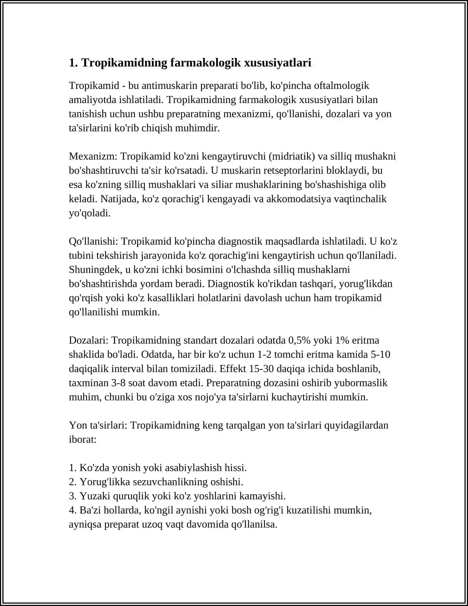 TROPIKAMID DORI VOSITALARINING FARMAKOLOGIYASI 3