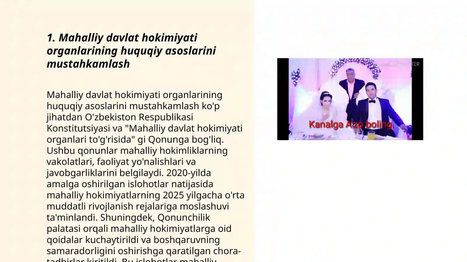 Mahalliy davlat hokimiyati organlari faoliyatining institutsional asoslarini zamon talablariga moslashitirsh,adolatli,yuqori natijadorkikka xizmat qiladigan davlat boshqaruvi tizimini joriy qilish 3