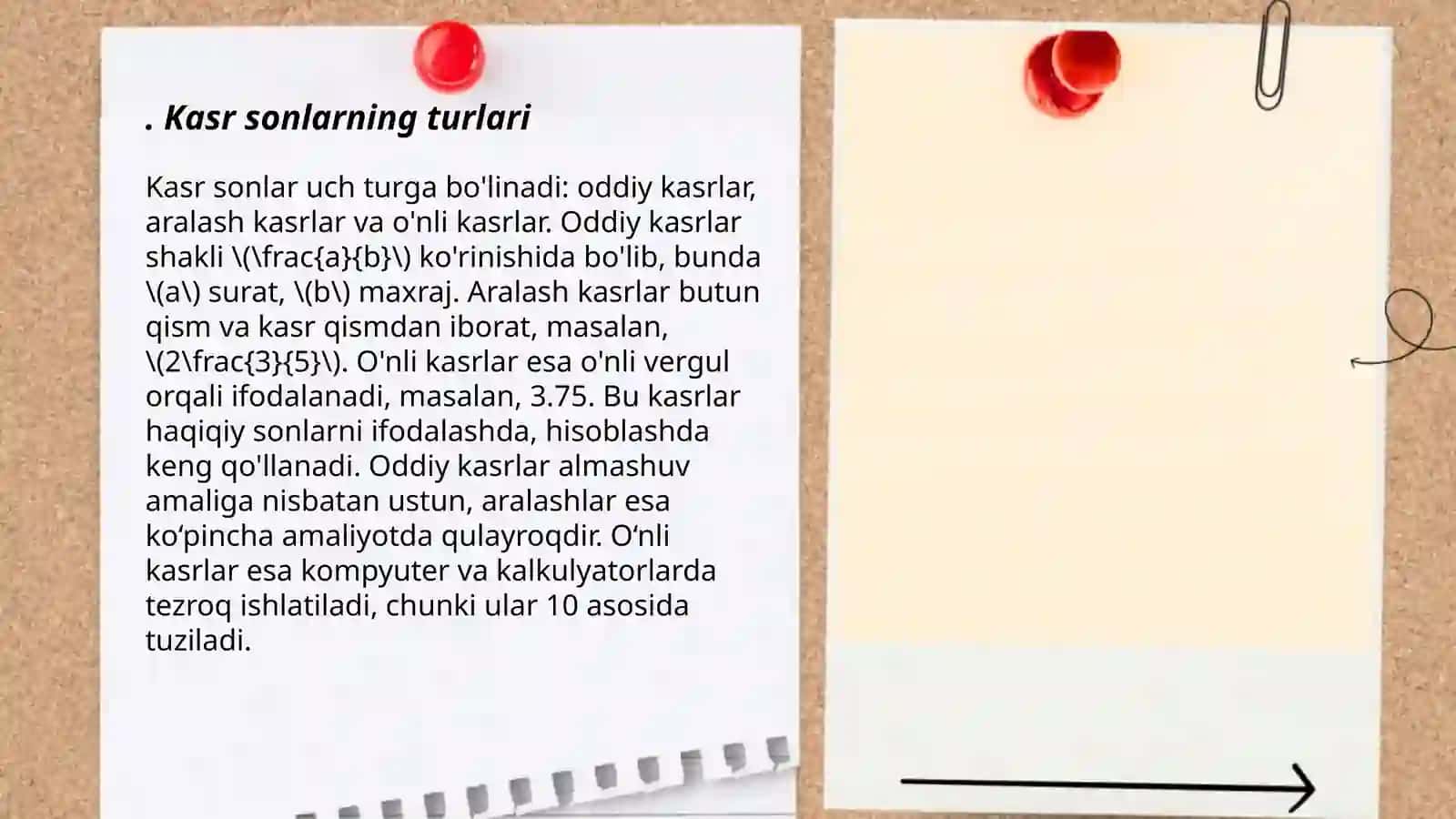 Kasr sonlarning Oʻzbek va rus tillarida qoʻllanilishi 3