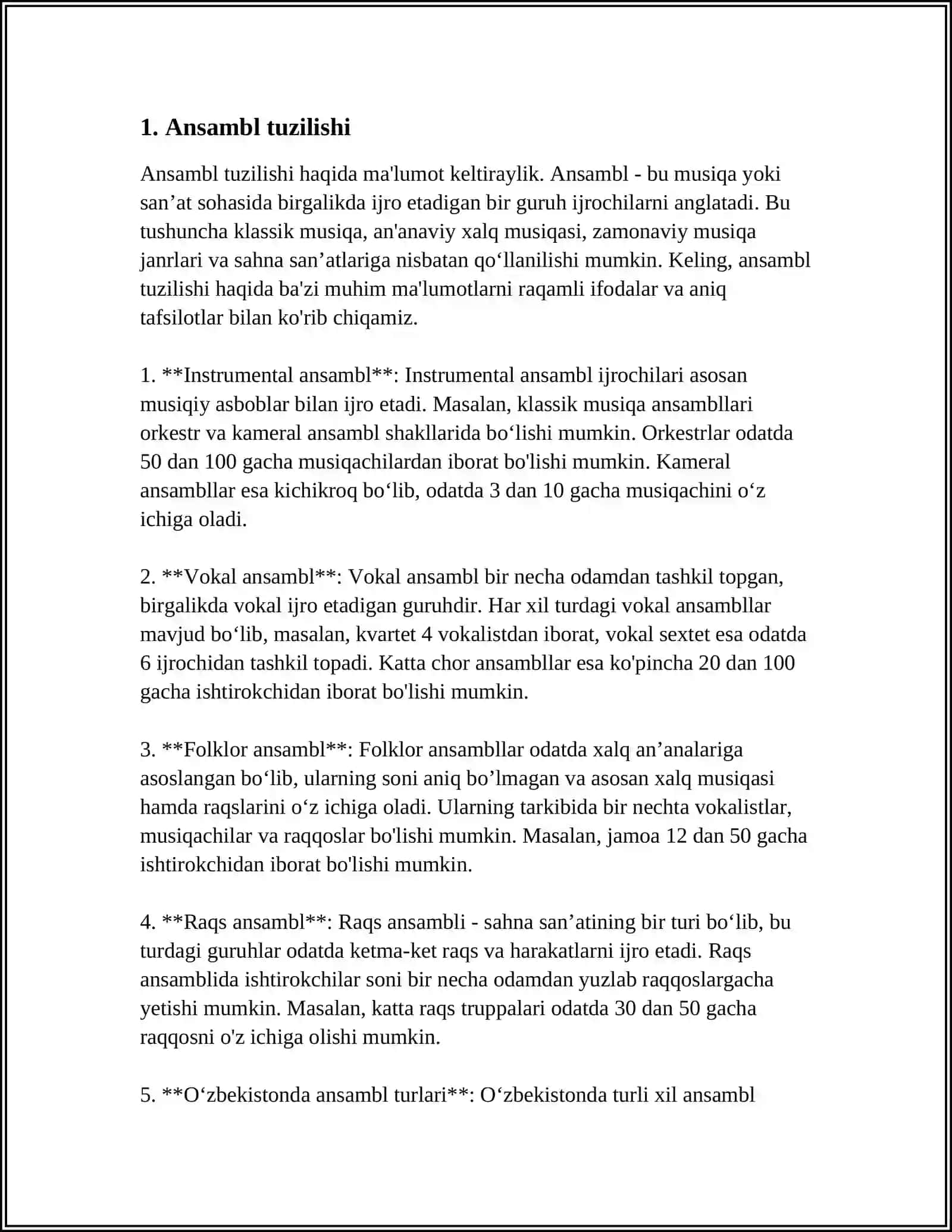 ANSAMBL USULLARI NIMA? MISOLLAR KELTIRING 3