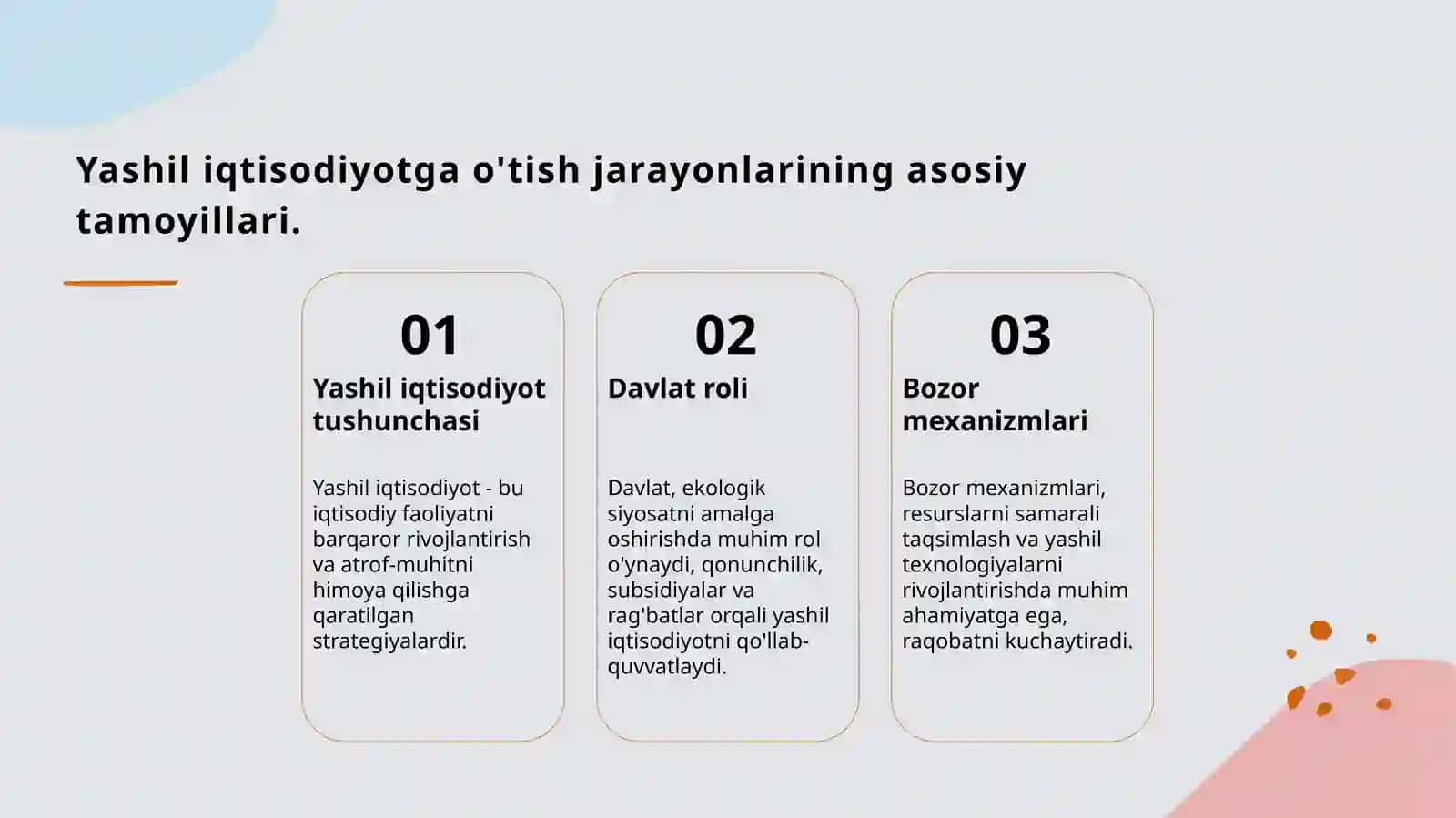 Yashil iqtisodiyotga o’tish davlat va bozor 3