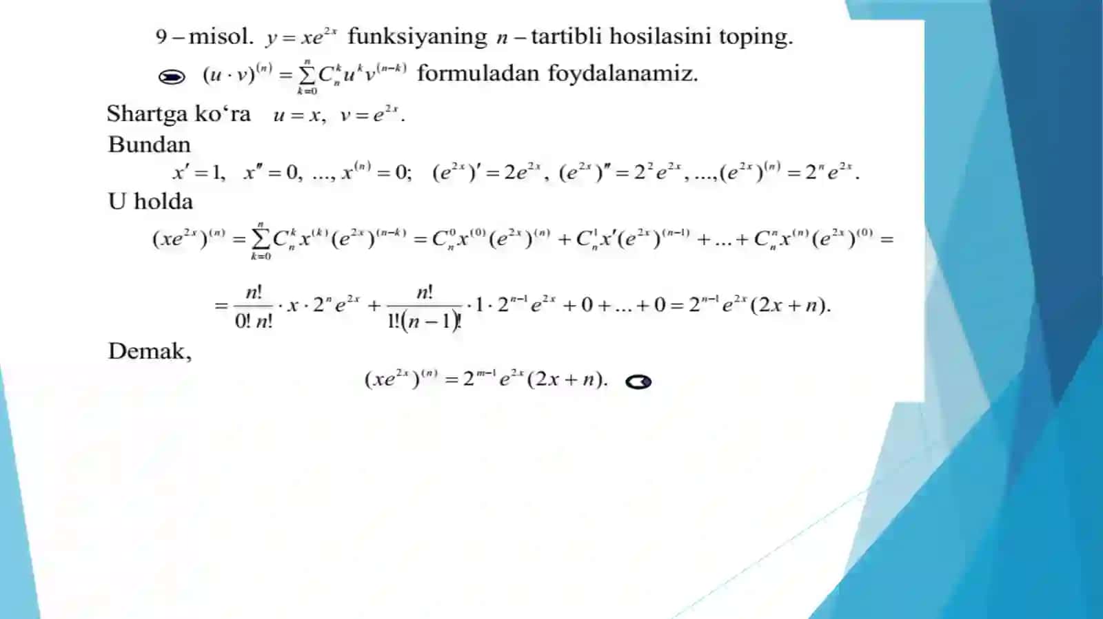 Yuqori tartibli hosila va differensial 3