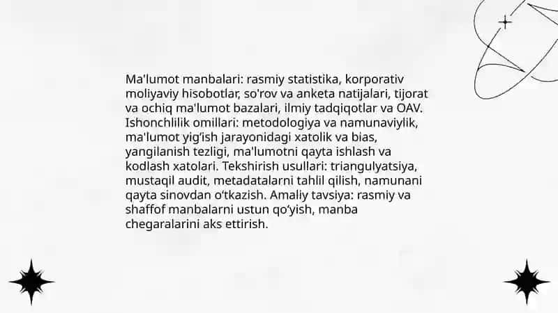 Iqtisodiy tahlilda ma'lumotlarni ishonchliligi va aniqligi muommolari 3