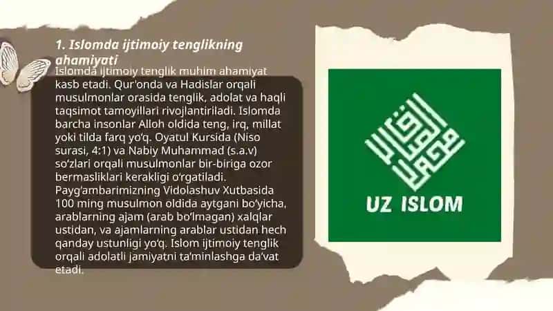 Islom dinida ijtimoiy tenglik, adolat, bag‘rikenglik va vatanparvarlik g‘oyalarining mohiyati 3