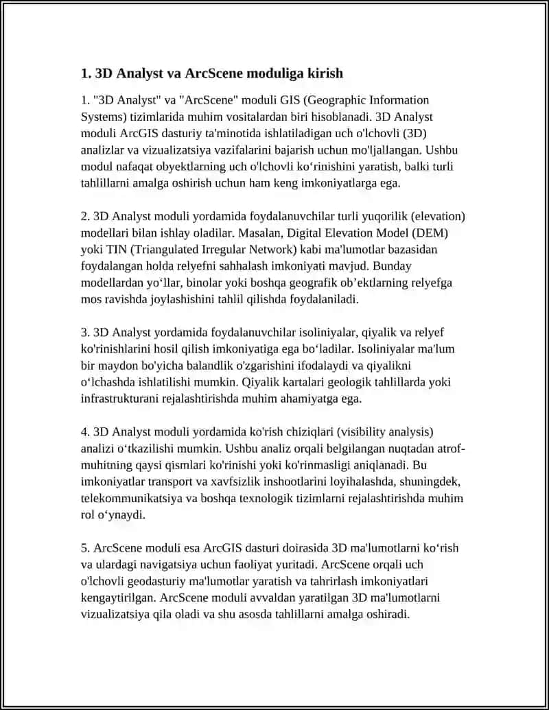 3D Analyst va ArcScene modul 3