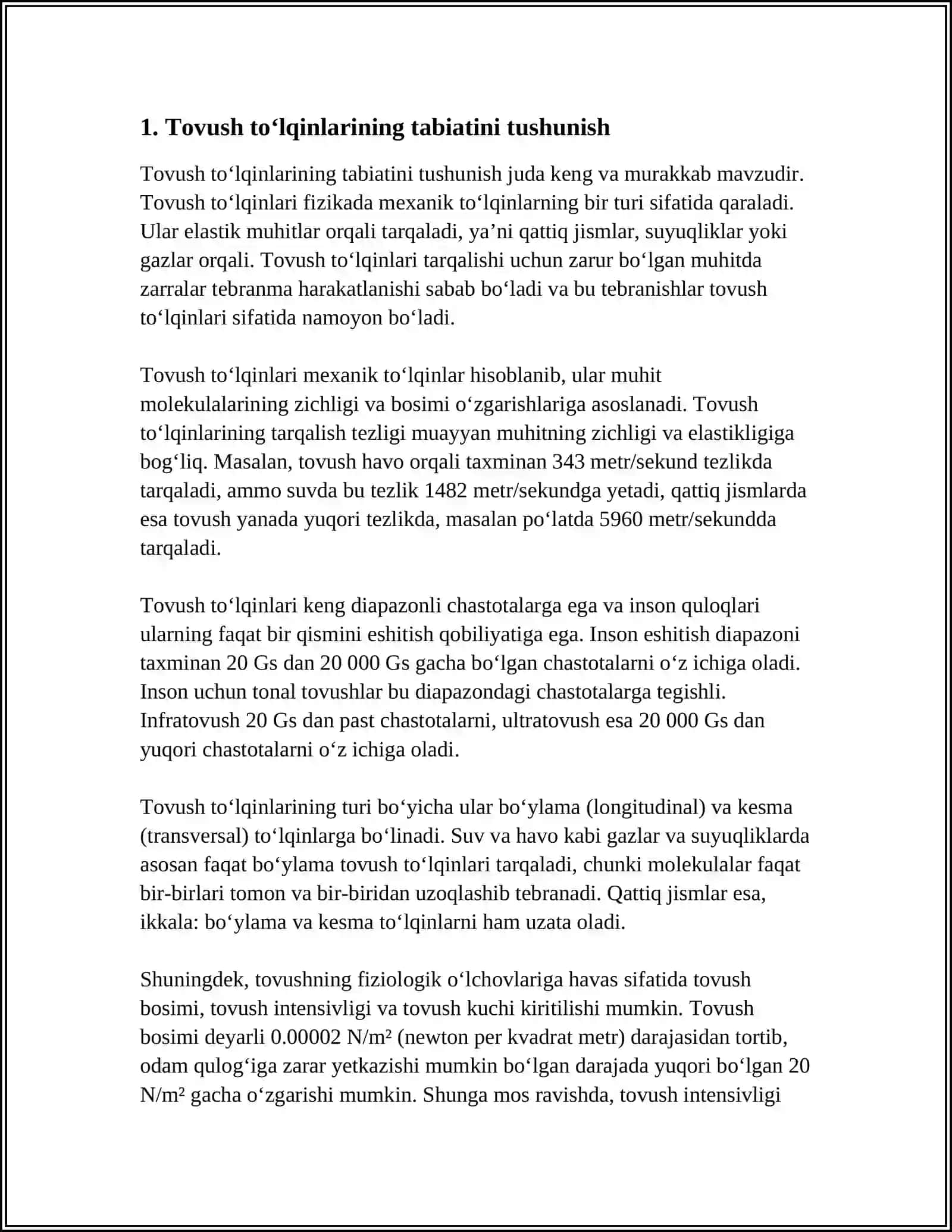 MUSIQA VA SANʼATDA TOVUSHLI TOʻLQINLAR TAHLILIDA INTEGRAL HISOB TADBIQLARI 3