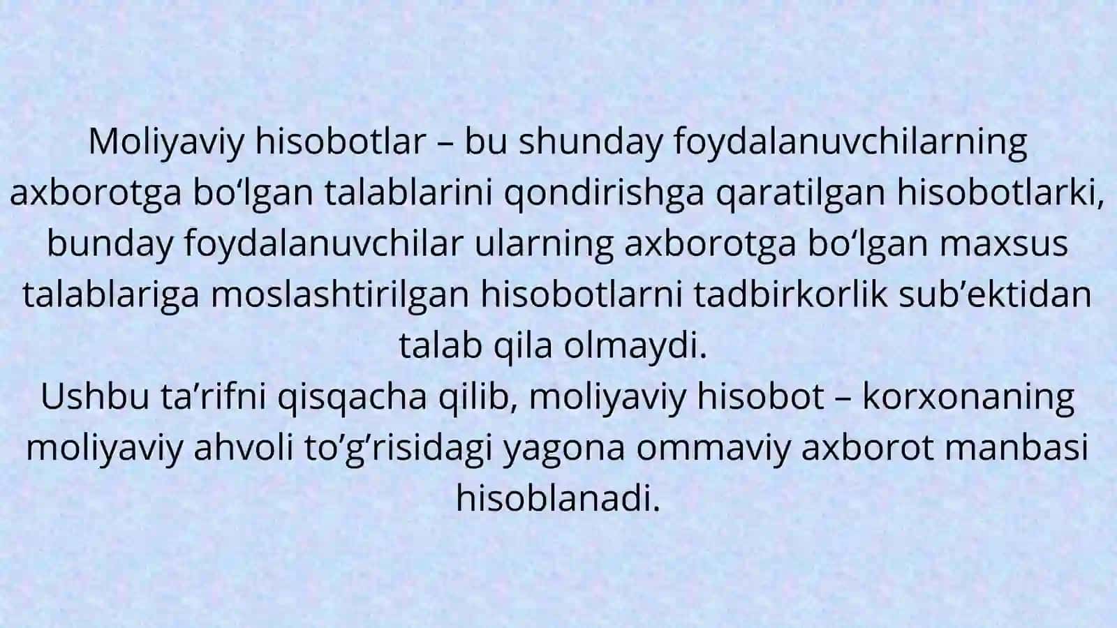 Moliyaviy hisob faniga kirish, fan maqsadi, predmedi va vazifalari 3